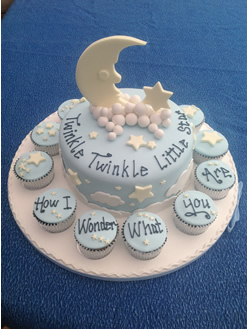 Christening Cake and Cupcakes